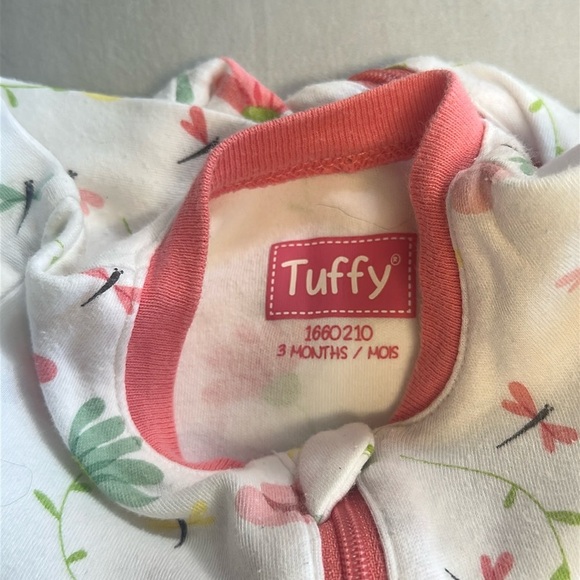 Tuffy - Charming White and Pink Onesie Sleeper w/ dragon fly design - Picture 4 of 4
